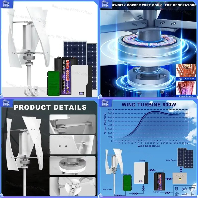 Renewable Energy Kit - 수직형 풍력 터빈 발전기 태양광 패널