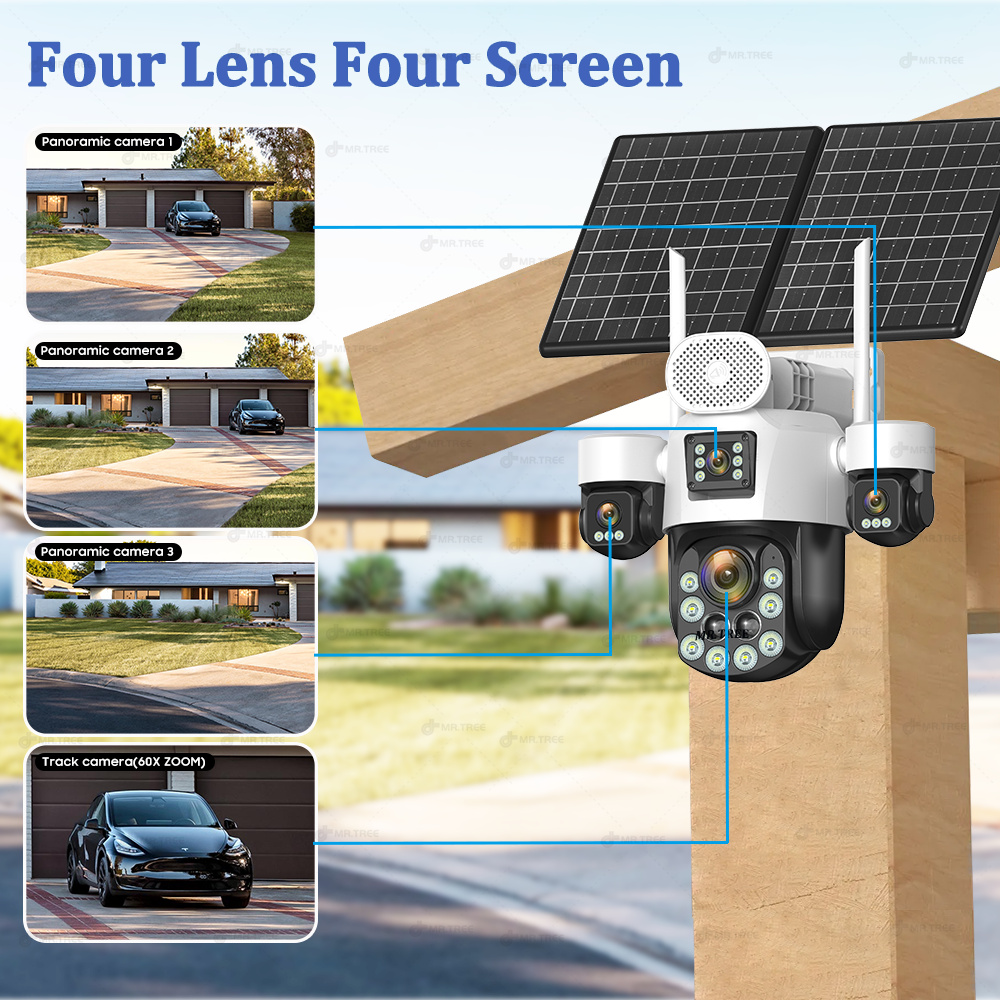 AOV 4렌즈 야외 감시용 태양광 카메라 20MP 4G - Solar Panel Tilt Mount 리뷰 및 가격