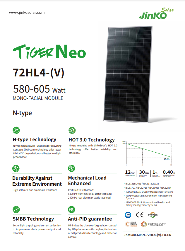 징코 타이거 네오 72HL4-(V) 580-605W 고 - Jinko Solar Panel N-Type 리뷰 및 가격